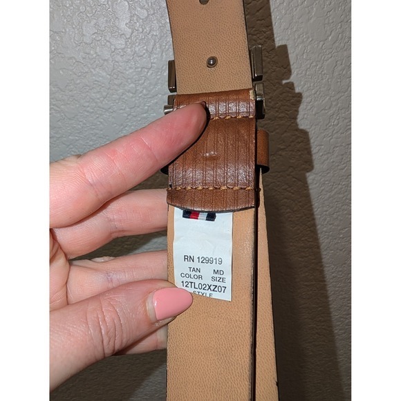 Tommy Hilfiger Tan Synthetic Leather H Logo Buckle Belt  Size M 26-28 main image 7